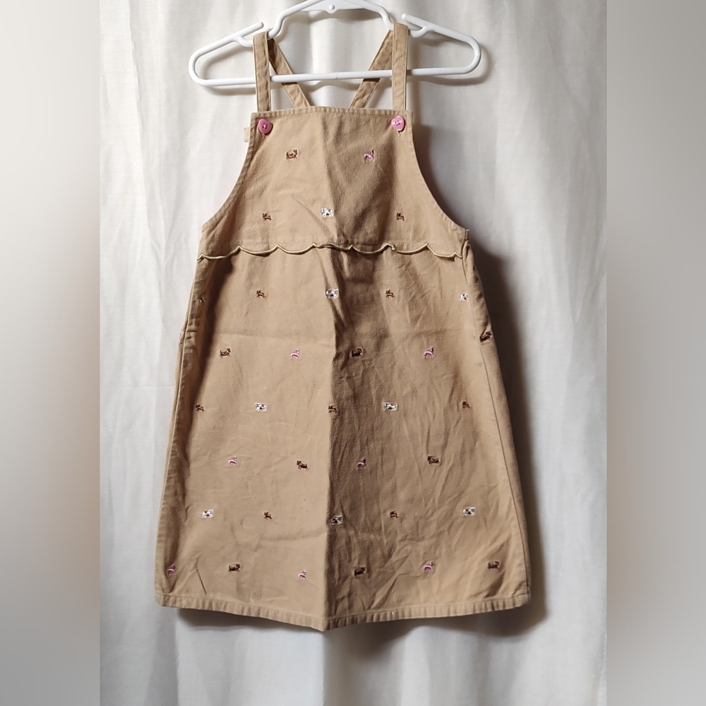 Gymboree Vintage Puppy Love Overalls dress Size Large (5yrs)